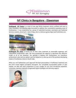 IVF Clinics in Bangalore - Elawoman