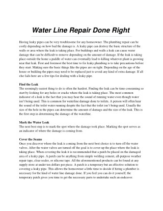 Water Line Repair Done Right