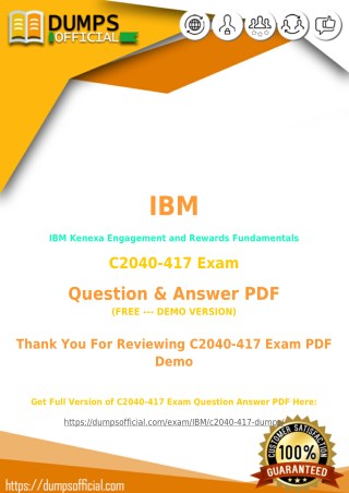 [Updated] C2040-417 Exam Dumps PDF