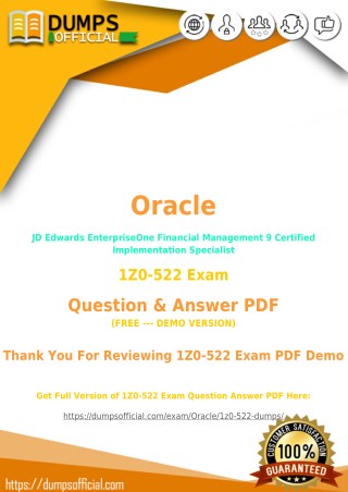 1Z0-522 PDF [Updated] Oracle JD Edwards EnterpriseOne Exam PDF