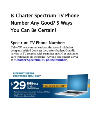 Is Charter Spectrum TV Phone Number Any Good? 5 Ways You Can Be Certain!