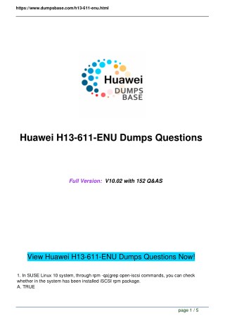 DumpsBase H13-611-ENU HCNA-Storage V4.0 Real Dumps Questions