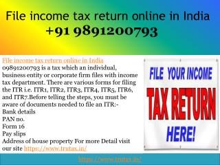 How do I File income tax return online in India 09891200793?