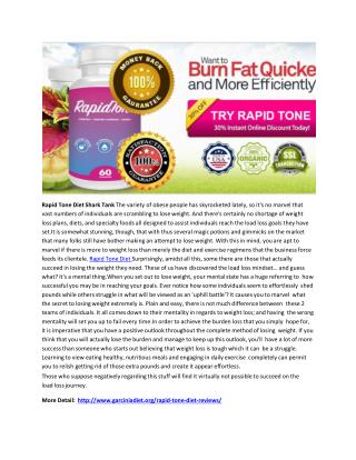 Rapid Tone Diet - Eliminate Stubborn Fat & Make Your Body Fit!