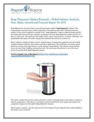 Soap Dispensers Market â€“ Current Trends, Opportunities & Challenges by 2025