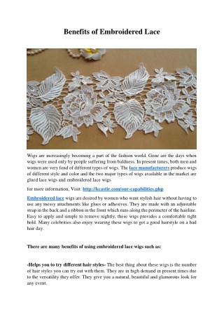 Benefits Of Embroidered Lace