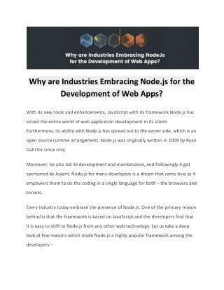 Why are Industries Embracing Node.js for the Development of Web Apps?
