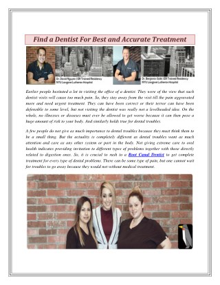 Find a Dentist For Best and Accurate Treatment