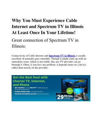 Why You Must Experience Cable Internet and Spectrum TV in Illinois At Least Once In Your Lifetime!