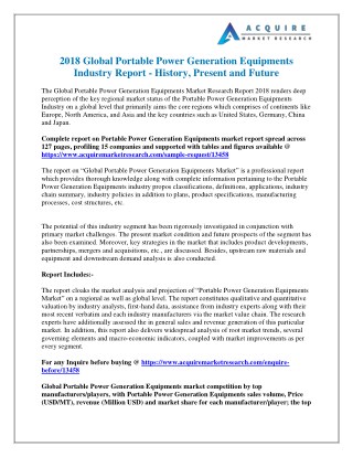 Portable Power Generation Equipments Market Size, Trends and Forecasts, 2018-2025