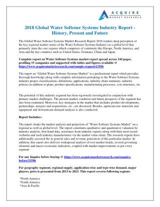 Global Water Softener Systems Market 2018 Industry Growth Analysis and 2025 Forecasts