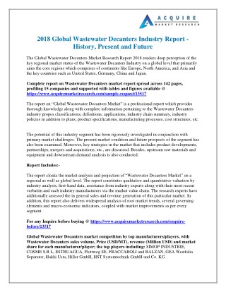 Wastewater Decanters Industry: Global Market Trend, Share, Profit, Growth and Key Manufacturers Analysis Report