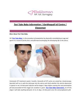 Test Tube Baby Information | Garbhagudi Ivf Centre | Elawoman