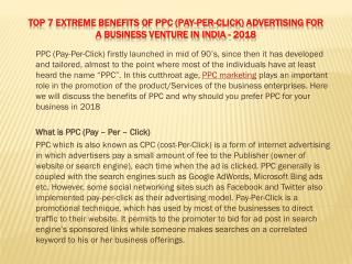 Top 7 extreme benefits of PPC (Pay-Per-Click) advertising for a business venture in India - 2018