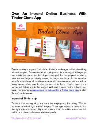 Own An Intrend Online Business With Tinder Clone App