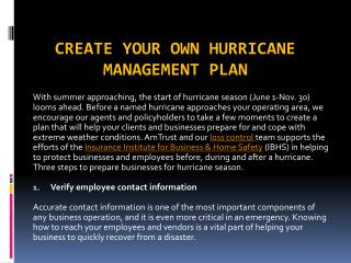 Create Your Own Hurricane Management Plan