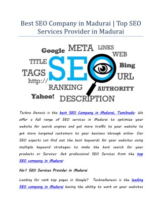 Best SEO Company in Madurai | Top SEO Services Provider in Madurai