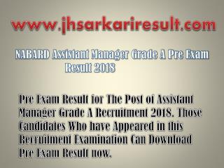 NABARD Assistant Manager Grade A Pre Exam Result 2018