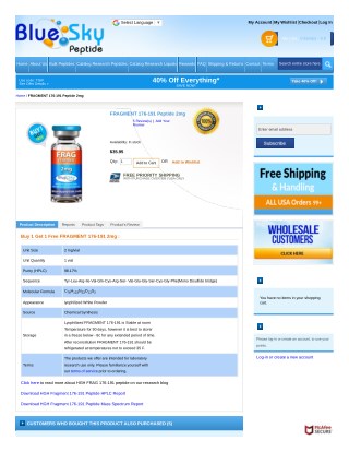 HGH Frag 176-191 Peptide 2mg | Blue Sky Peptide