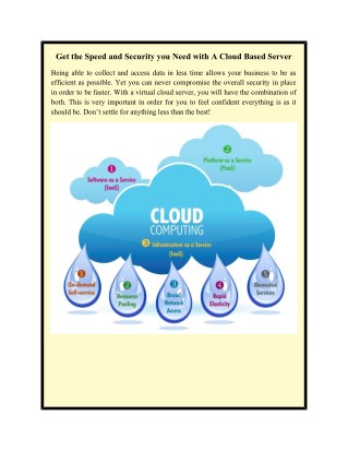 Get the Speed and Security you Need with A Cloud Based Server