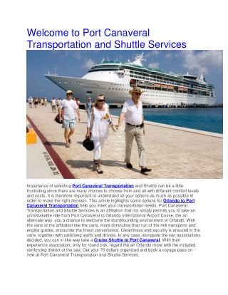 Welcome to Port Canaveral Transportation and Shuttle Services