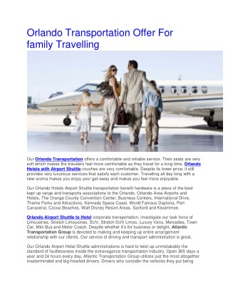 Orlando Transportation Offer For family Travelling