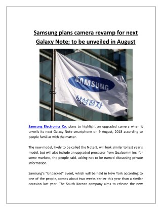 Samsung plans camera revamp for next galaxy note