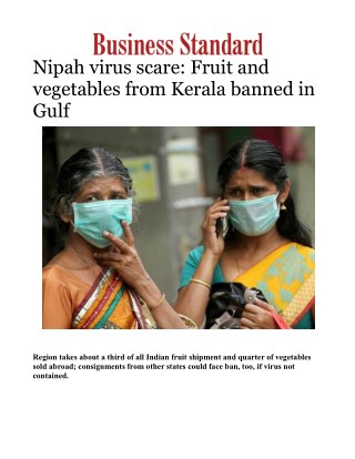 Deadly Nipah virus: Fruit and vegetables from Kerala banned in GulfÂ 