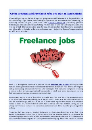 Great Frequent and Freelance Jobs For Stay at Home Moms