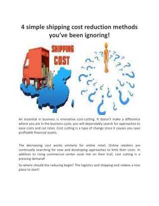 4 simple shipping cost reduction methods youâ€™ve been ignoring!