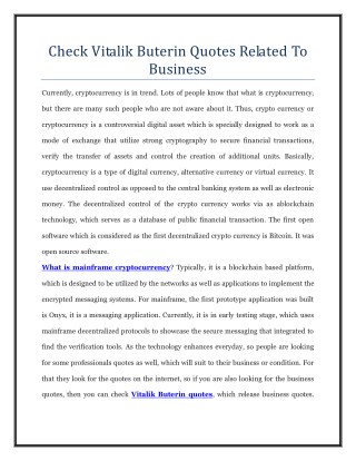 Check Vitalik Buterin Quotes Related To Business