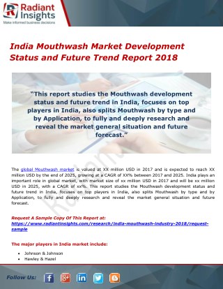 India Mouthwash Market Development Status and Future Trend Report 2018