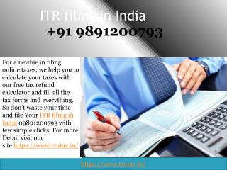 ITR filing in India 09891200793