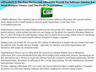 ezPaycheck Is The Easy-To-Use And Affordable Payroll Tax Sof