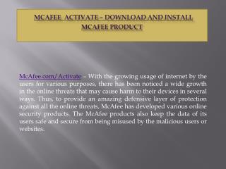 McAfee Activate â€“ Download and Install McAfee Product