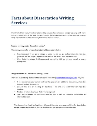 Facts about Dissertation Writing Services