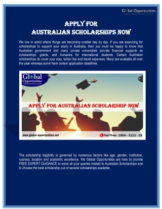 Apply for Australian Scholarship Now