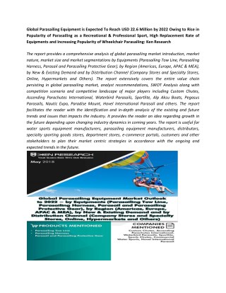 New demand of Parasailing equipment market, Distribution channel of Parasailing equipment market-Ken Research