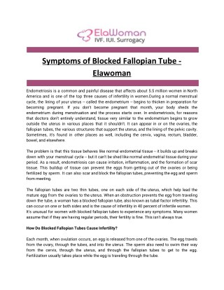 Symptoms of Blocked Fallopian Tube - Elawoman