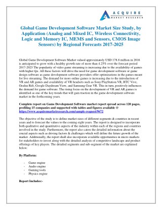 Global Game Development Software Market 2018 Industry Growth Analysis and 2025 Forecasts