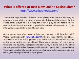 What is offered at Best New Online Casino Sites?