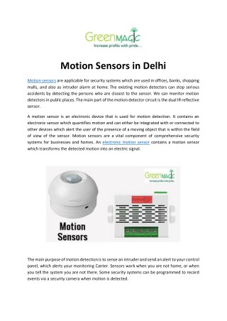 Motion Sensors in Delhi