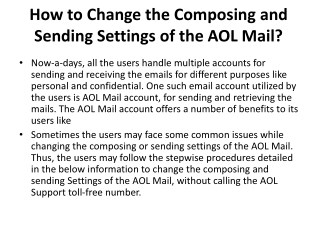 How to Change the Composing and Sending Settings of the AOL Mail?