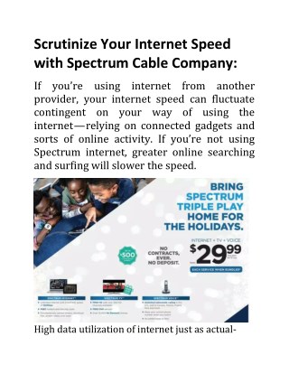 Scrutinize Your Internet Speed with Spectrum Cable Company