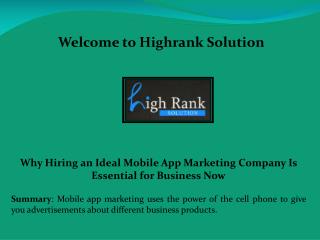 Mobile app marketing, High Rank Solution - highranksolution