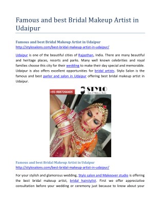 Famous and best Bridal Makeup Artist in Udaipur