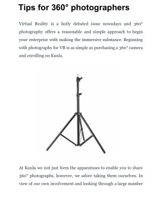 Tips for 360Â° photographers