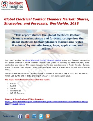 Global Electrical Contact Cleaners Market Shares, Strategies, and Forecasts, Worldwide, 2018