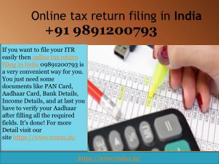 Online tax return filing in India 09891200793 service