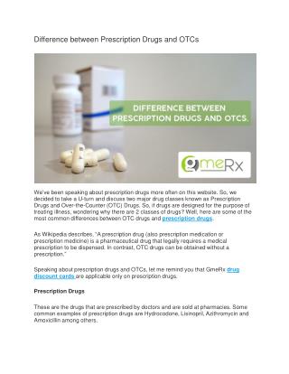 Difference between Prescription Drugs and OTCs